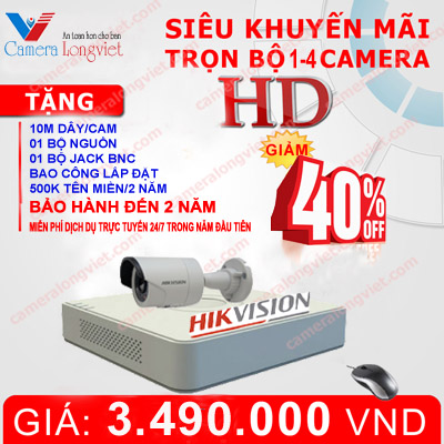 Bộ 01 Camera Turbo HD HIKVISION độ nét cao HD720P