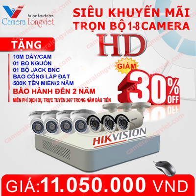 Bộ 07 Camera Turbo HD HIKVISION độ nét cao HD720P