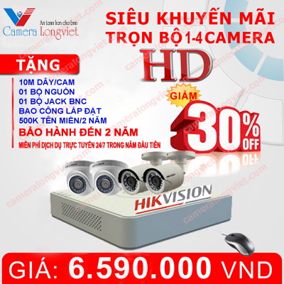 Bộ 04 Camera Turbo HD HIKVISION độ nét cao HD720P