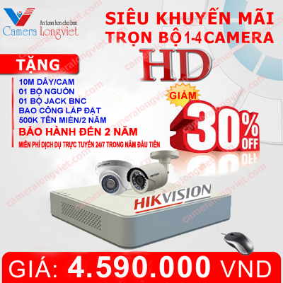 Bộ 02 Camera Turbo HD HIKVISION độ nét cao HD720P